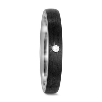 Trouwringen in Carbon en Titanium met diamant(en) per paar 