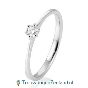 Verlovingsring platina 950 in 6 punt zetting met 0,10 ct diamant standaard