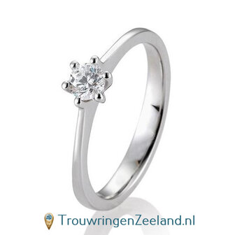 Verlovingsring platina 950 in 6 punt zetting met 0,30 ct diamant standaard