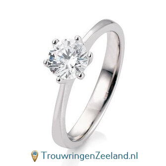 Verlovingsring platina 950 in 6 punt zetting met 1,50 ct diamant standaard