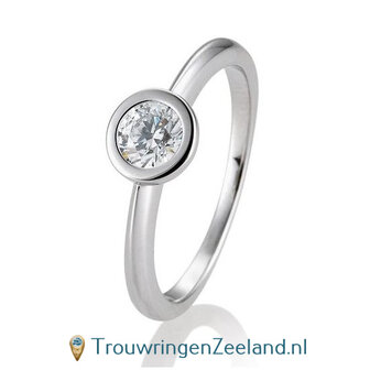 Verlovingsring platina 950 met ronde zetting en 0,50 ct diamant