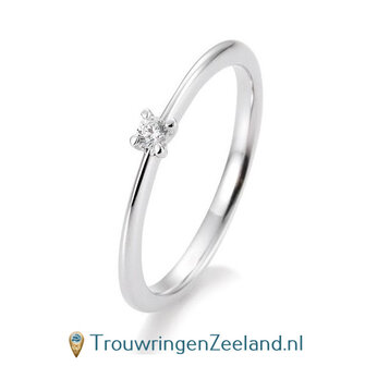 Verlovingsring platina 950 in 4 punt zetting met 0,15 ct diamant standaard