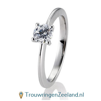 Verlovingsring platina 950 in 4 punt zetting met 0,60 ct diamant standaard