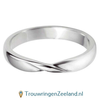 Aanschuifring in 9/18 karaat witgoud of platina 950 in Twist-vorm zonder diamanten