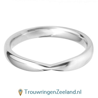 Aanschuifring in 9/18 karaat witgoud of platina 950 in Twist-vorm zonder diamanten