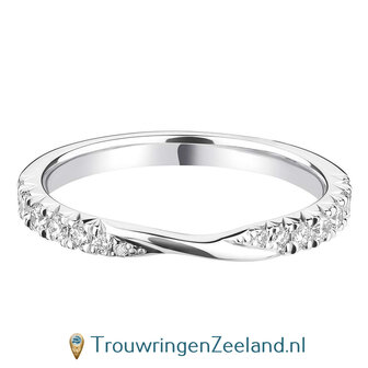 Aanschuifring in 9/18 karaat witgoud of platina 950 Twist-vorm met 14 diamanten briljant geslepen