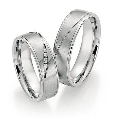 Trouwringen in Titanium en Platina 600 met diamant(en) per paar