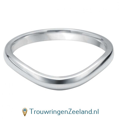 Aanschuifring in 9/18 karaat witgoud of platina 950 in U-vorm zonder diamanten